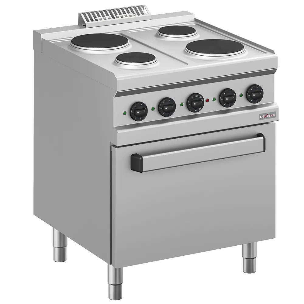 Elektrisch fornuis 4 platen, op elektrische oven GN 2/1 - Main Image