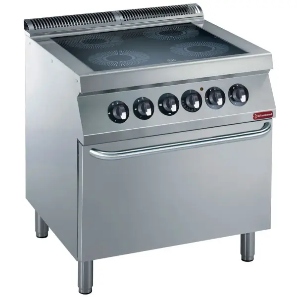 Elektrisch fornuis 4 vitrokeramische platen, elektrische oven GN 2/1 - Main Image