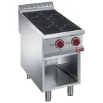 Elektrisch fornuis met 2 inductie kookplaten op open kast - Main Image