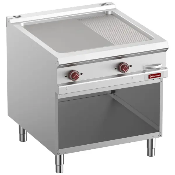 Elektrische bakplaat, 2/3 vlak, 1/3 geribd module 1/1, op open kast. - Main Image