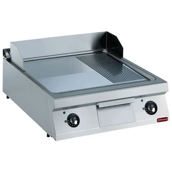 Elektrische bakplaat 2/3 vlak en 1/3 geribd met hard verchroomde plaat "80 µm" -TOP- - Main Image