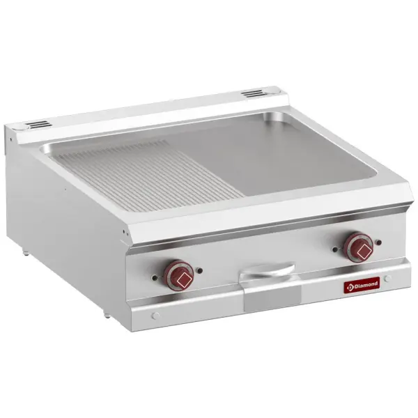 Elektrische bakplaat met 1/2 vlakke 1/2 geribde plaat, module 1/1 -Top- - Main Image