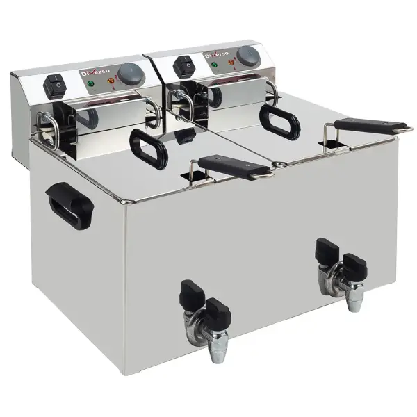 Elektrische friteuse tafelmodel 2x 10 liter + aftapkraan - Main Image