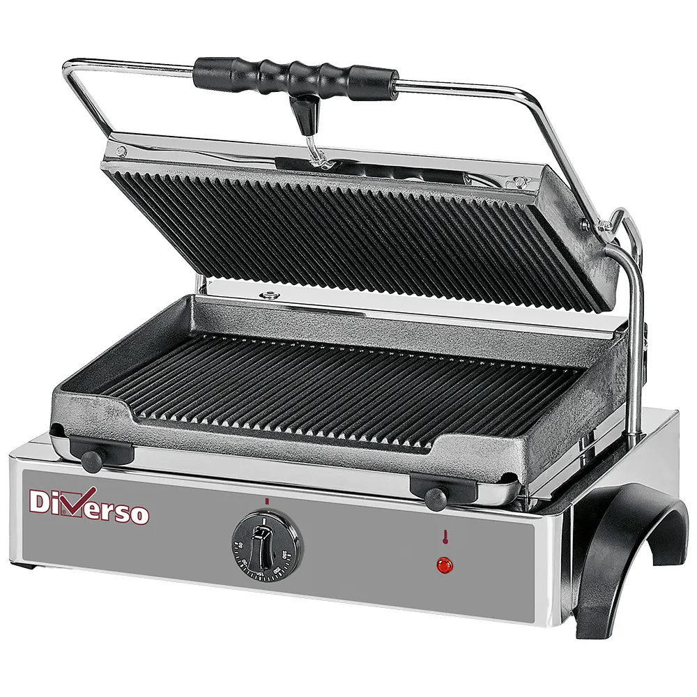 Elektrische panini grill MEDIUM, geribde platen - Main Image