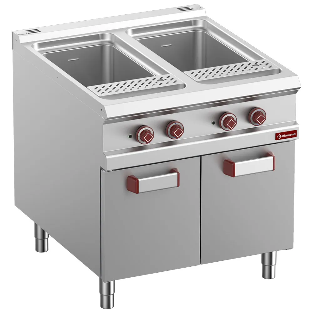 Elektrische pastakoker 2 kuipen 40 liter, op gesloten kast (zonder manden) - Main Image