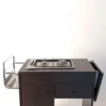 Flambeerwagen, 2 gasbranders, "Wengé", wielen 2 met rem - Image 2