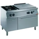 Fornuis 2 vuren, 1 doorkookplaat, gasoven GN 2/1, neutrale kast - Main Image