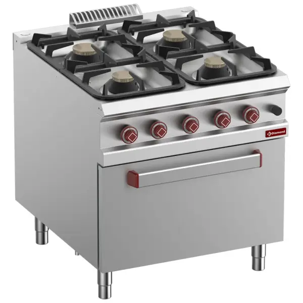 Fornuis 4 branders op gasoven GN 2/1 - Main Image