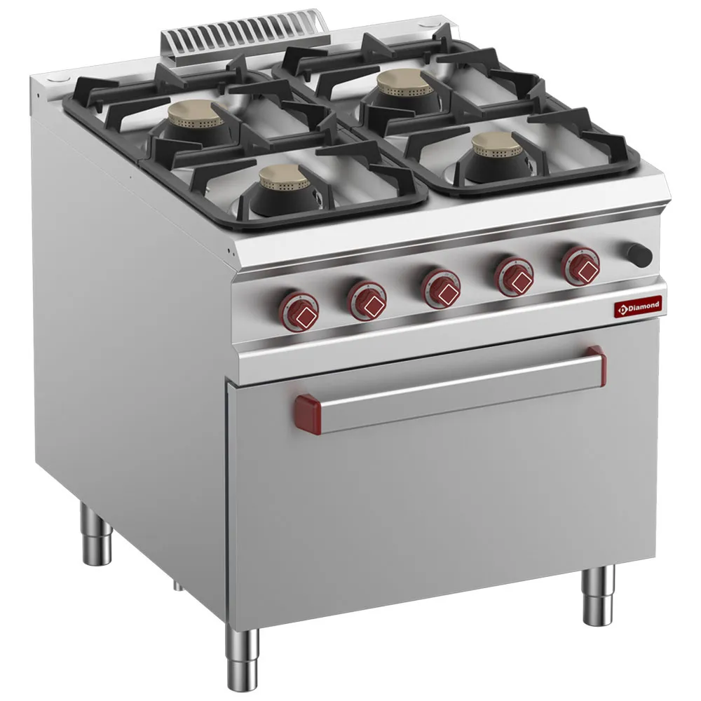 Fornuis 4 branders op gasoven GN 2/1 - Main Image