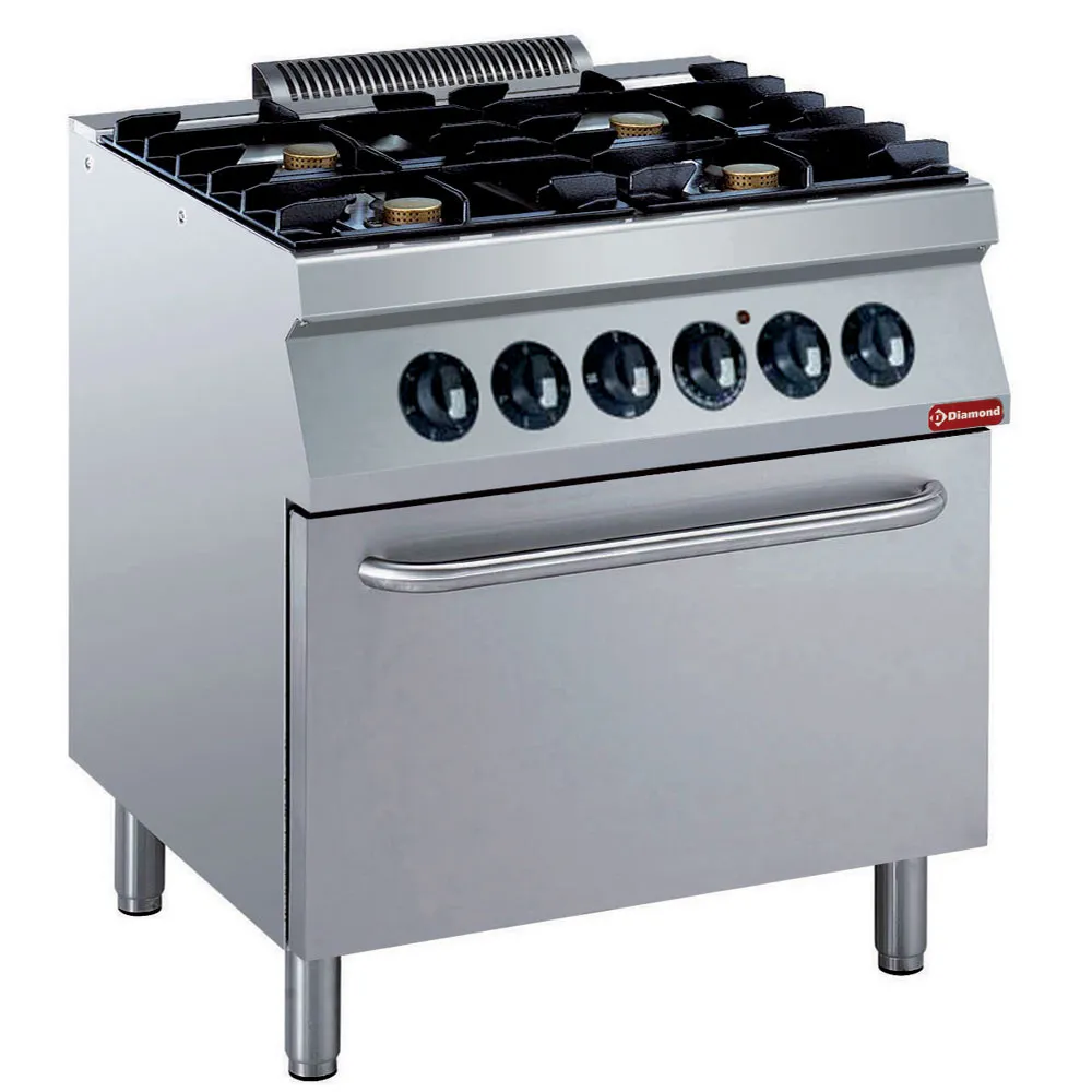 Fornuis 4 vuren 5,5 kW + elektrische oven GN 2/1 - Main Image