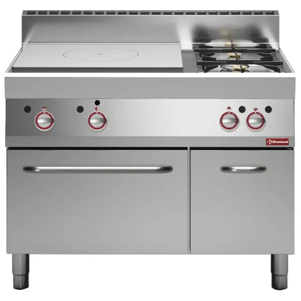 Fornuis, doorkookplaat, 2 gasbranders, gasoven en neutrale kast - Main Image