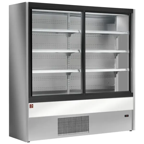 Gekoeld wandmeubel, geventileerd met glazen schuifdeuren - GRIJS/WIT - Main Image