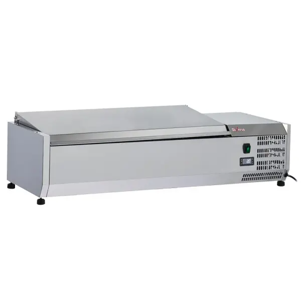 Gekoelde opzetvitrine 3 x GN 1/3 & 1x GN 1/2 -150 mm, met R.V.S. deksel - Main Image