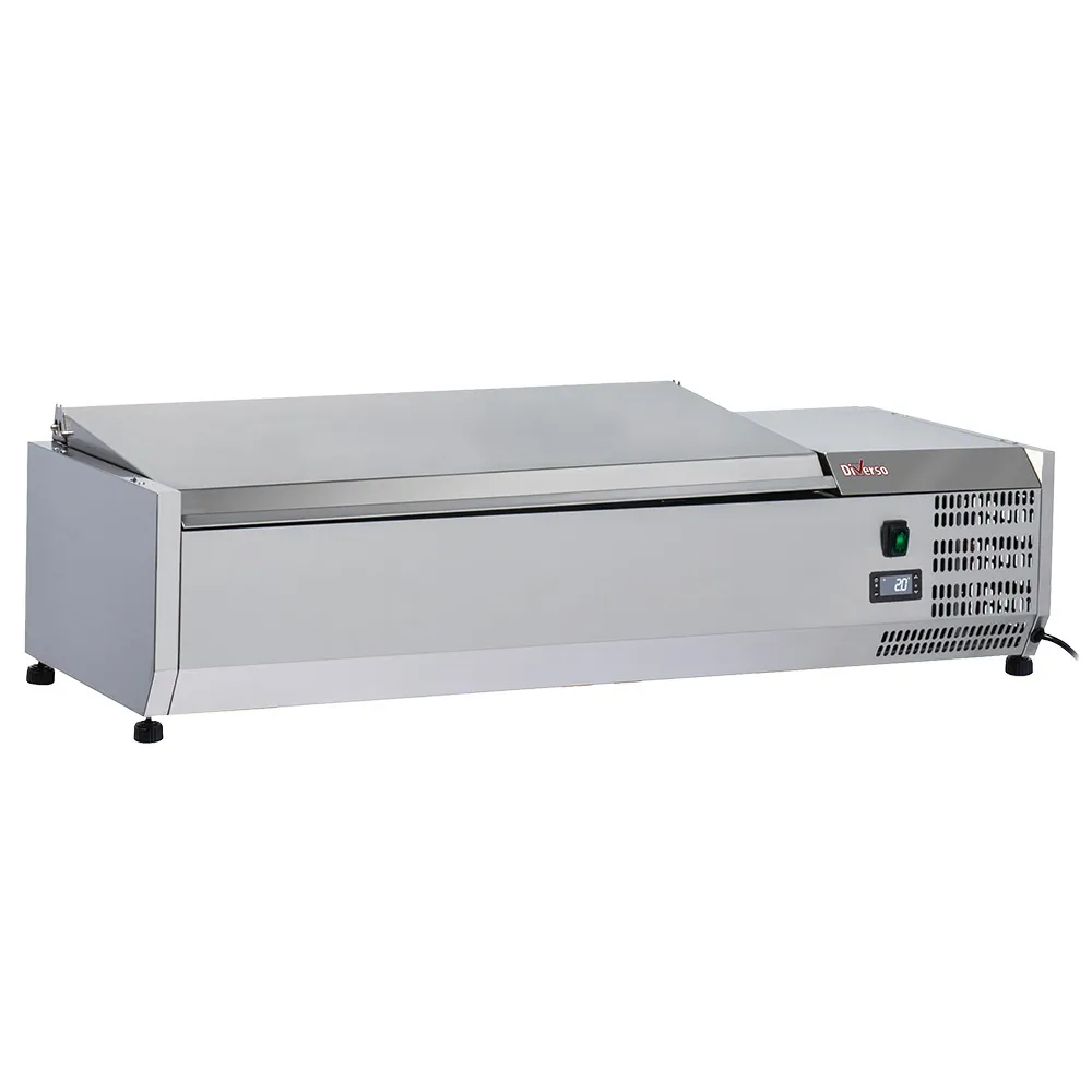 Gekoelde opzetvitrine 3 x GN 1/3 & 1x GN 1/2 -150 mm, met R.V.S. deksel - Main Image