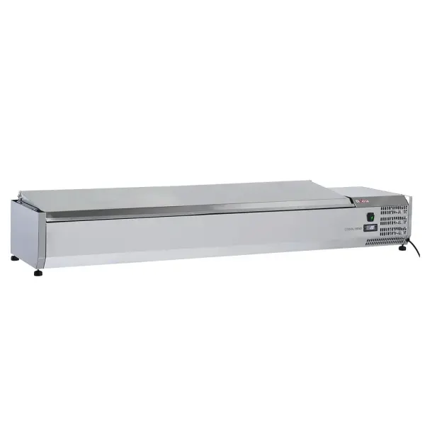 Gekoelde opzetvitrine 8 x GN 1/3 -150 mm, met R.V.S. deksel - Main Image