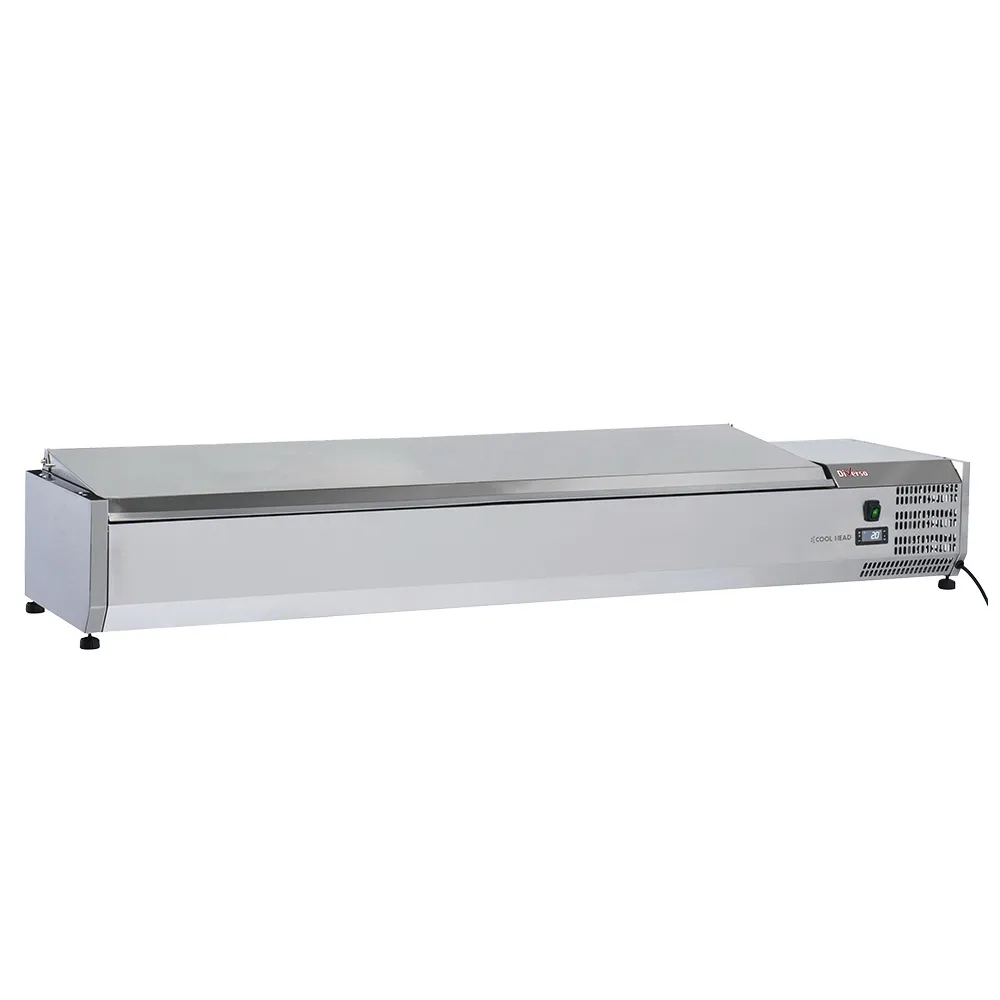 Gekoelde opzetvitrine 8 x GN 1/3 -150 mm, met R.V.S. deksel - Main Image