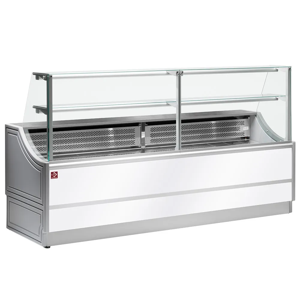 Gekoelde uitstaltoonbank rechte ruiten 90°, met reserve - Main Image