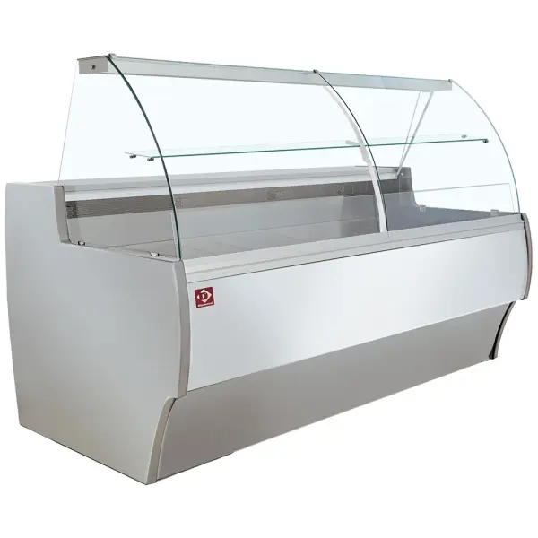 Gekoelde vitrinetoonbank gebogen ruit, geventileerd, met reserve - GRIJS/WIT - Main Image