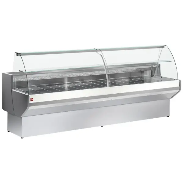 Gekoelde vitrinetoonbank met gebogen ruiten, met reserve - GRIJS/WIT - Main Image