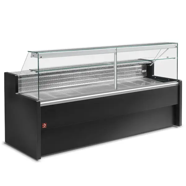 Gekoelde vitrinetoonbank met rechte ruit 90°, met reserve - ZWART+KIT schuivend plexiglas RO25/... samengesteld uit: - Main Image