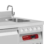 Geventileerde koeltafel met "achterwand", 3 deuren GN 1/1, 405 Lit. met spoelbak - Image 4