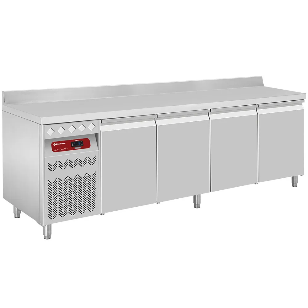 Geventileerde koeltafel met "achterwand", 4 deuren GN 1/1, 550 Lit. groep aan linkerkant - Main Image