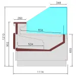 Geventileerde vitrinetoonbank, met reserve, verticale ruit 90° met zuigerlift - FULL BLACK - Image 2