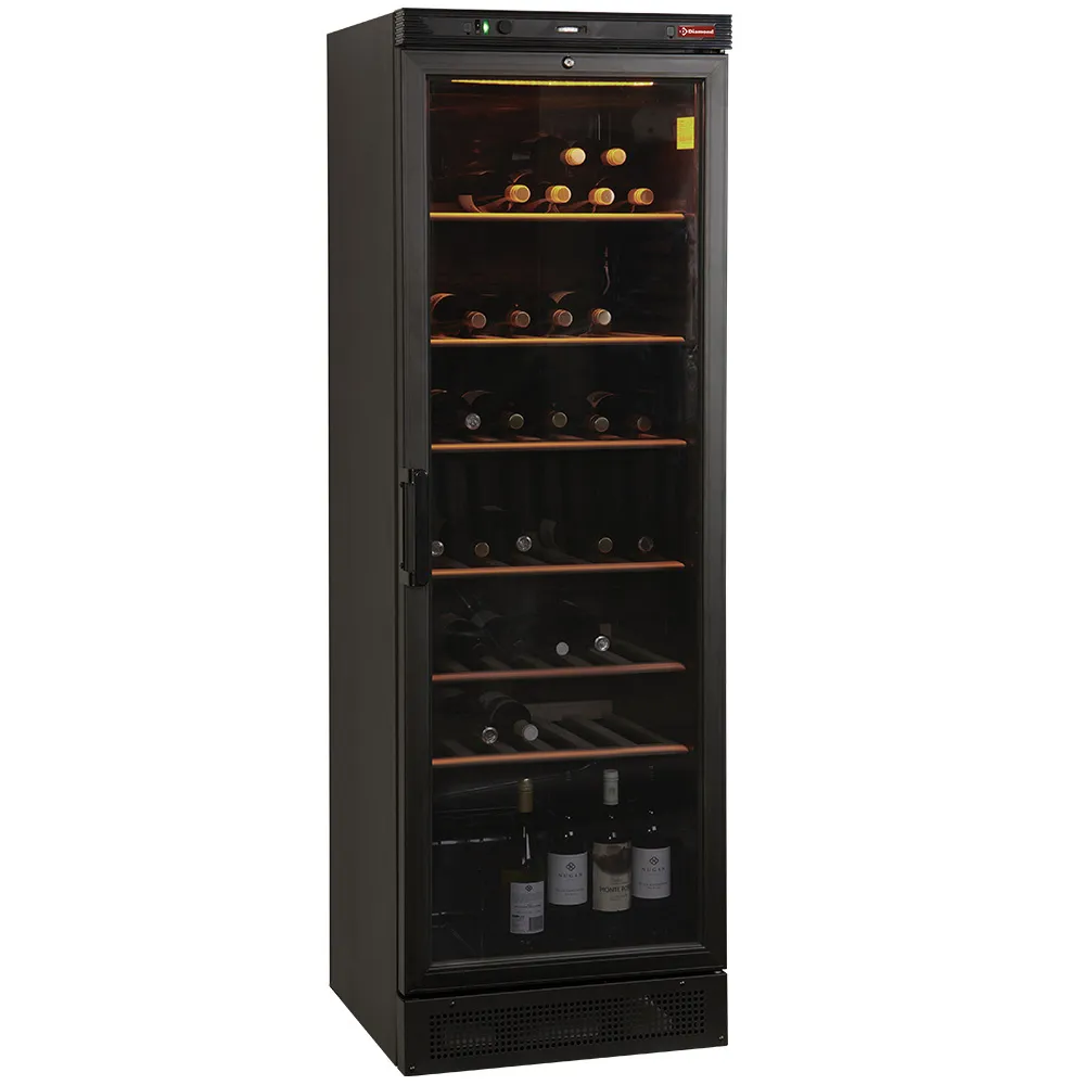 Geventileerde wijnkast vitrine, 380 liter, ZWART - Main Image