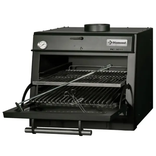 Houtskooloven-BBQ, GN 1/1 (60 Kg/h)/Zwart - Main Image