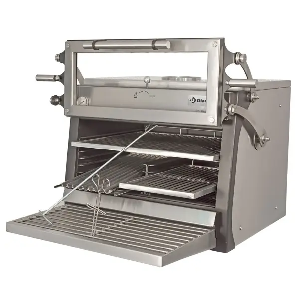 Houtskooloven-BBQ, GN 1/1 + GN2/4 (75 Kg/h)- Hefbare deur/Roestvrij staal - Main Image
