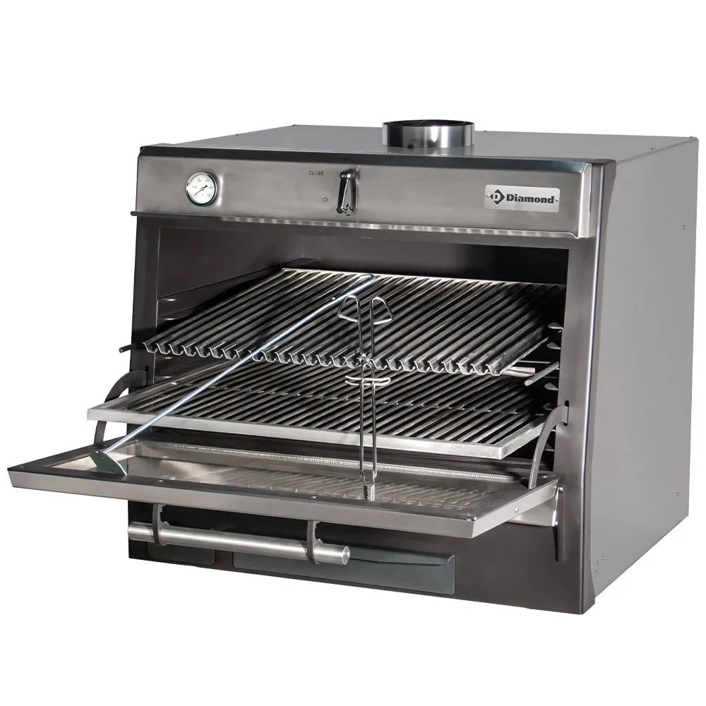 Houtskooloven-BBQ, GN 1/1 + GN2/4 (75 Kg/h)/Roestvrij staal - Main Image