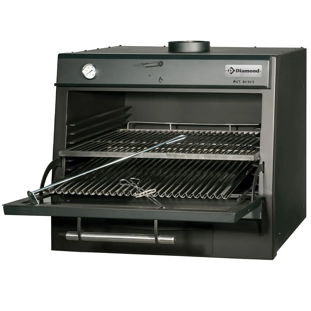 Houtskooloven-BBQ, GN 1/1 + GN2/4 (75 Kg/h)/Zwart - Main Image
