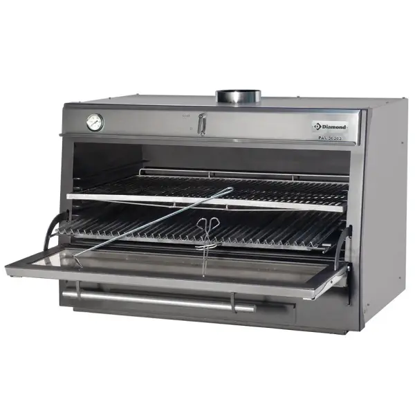 Houtskooloven-BBQ, GN 2/1 + GN1/1 (150 Kg/h)/Roestvrij staal - Main Image