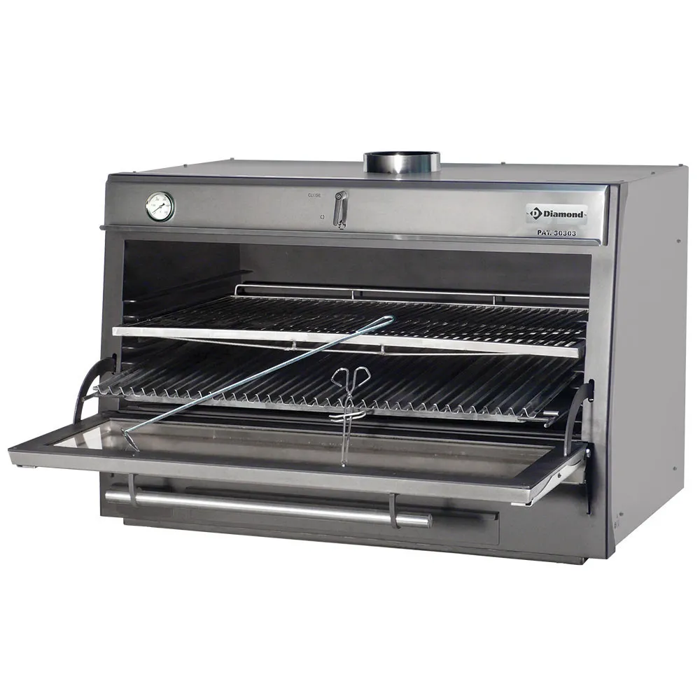 Houtskooloven-BBQ, GN 2/1 + GN1/1 (150 Kg/h)/Roestvrij staal - Main Image