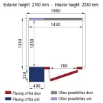 Kamer ISO 60 met groep, afm. int. 1430 x 1230 xh 2030 mm (4,07 m³ ) - Image 2