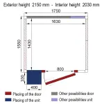Kamer ISO 60 met groep, afm. int. 1630 x 1430 x h2030 mm (4,73 m³ ) - Image 2