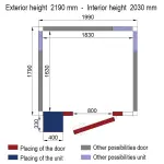 Kamer ISO 80 met groep, afm. int. 1830 x 1630 x h2030mm (6,06m³) - Image 2
