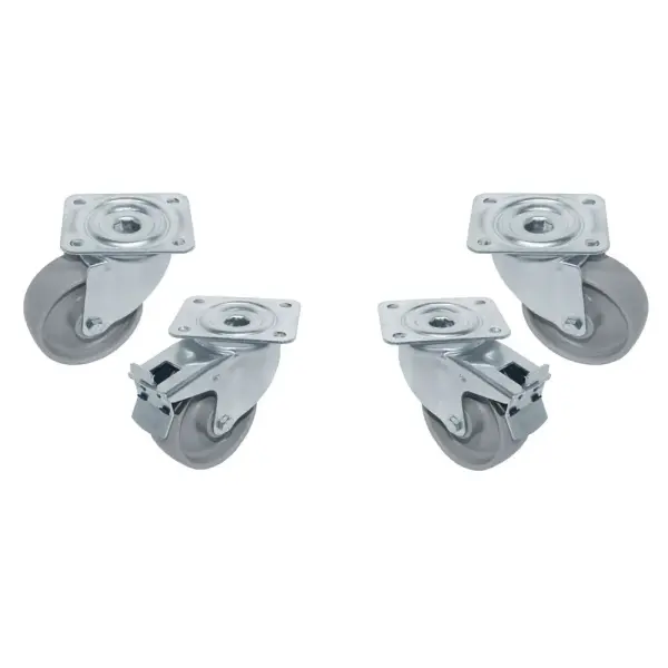 Kit van 4 "verzinkte" zwenkwielen voor tafels, 2 met rem - Main Image