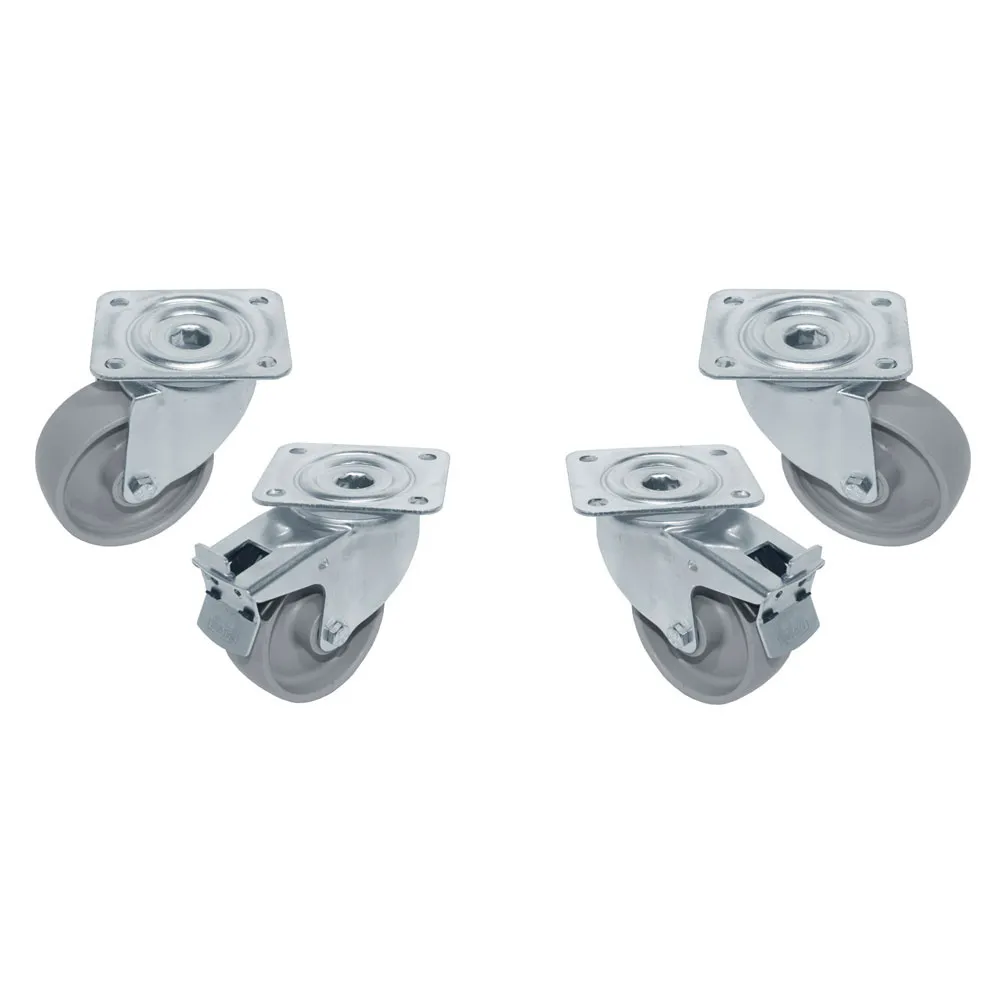 Kit van 4 "verzinkte" zwenkwielen voor tafels, 2 met rem - Main Image