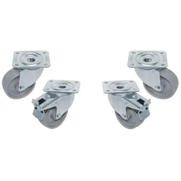 Kit van 4 zwenkwielen Ø100 voor kast, 2 met rem - Main Image