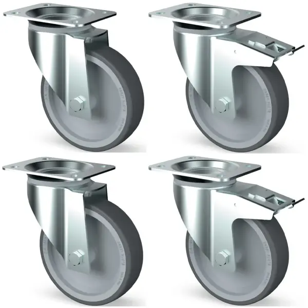 Kit van 4 zwenkwielen voor kast, 2x met rem - Main Image