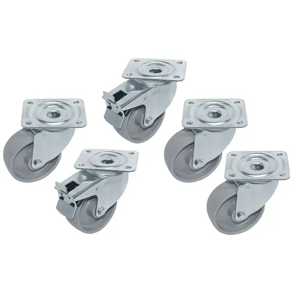 Kit van 5 "verzinkte" zwenkwielen voor tafels, 2 met rem - Main Image