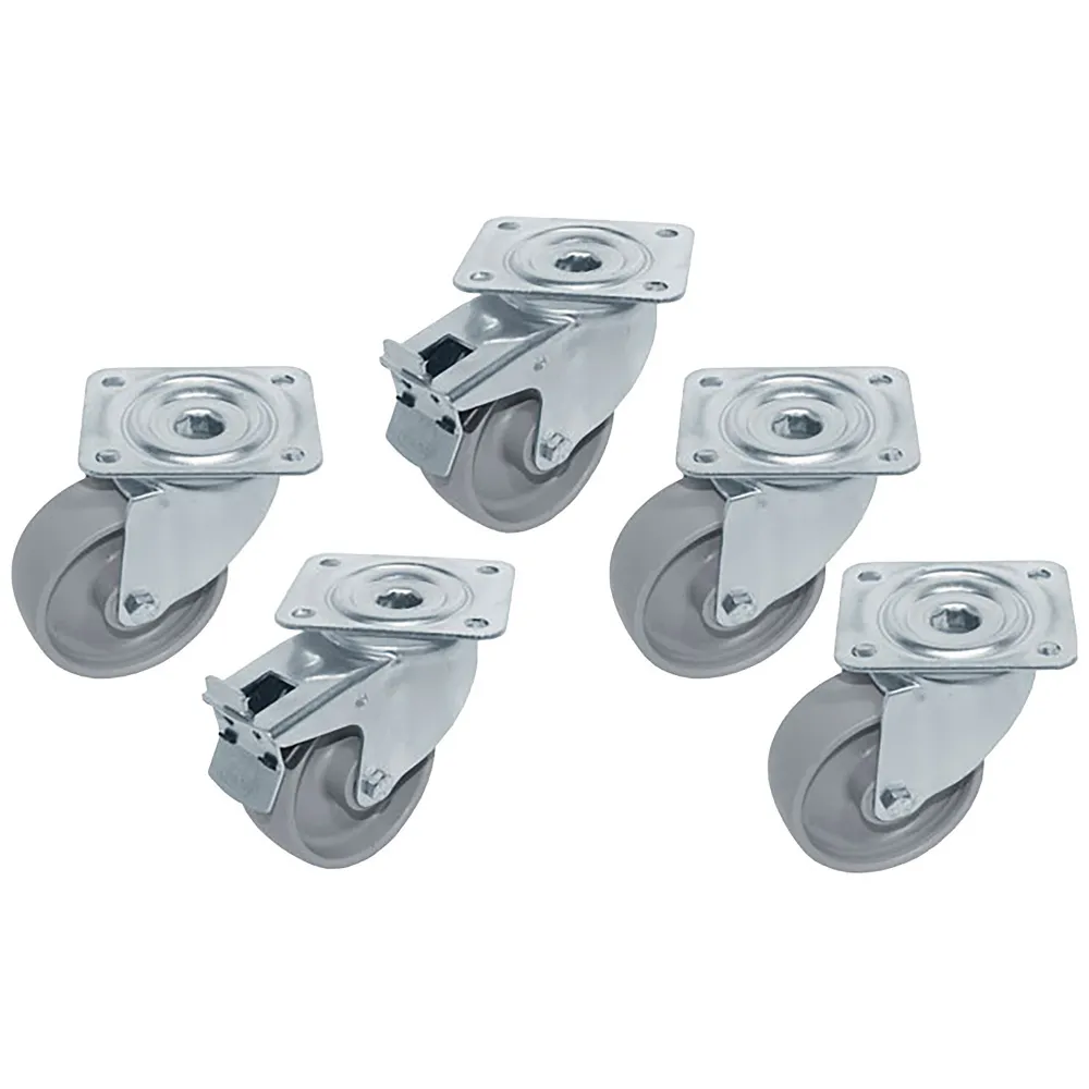 Kit van 5 "verzinkte" zwenkwielen voor tafels, 2 met rem - Main Image