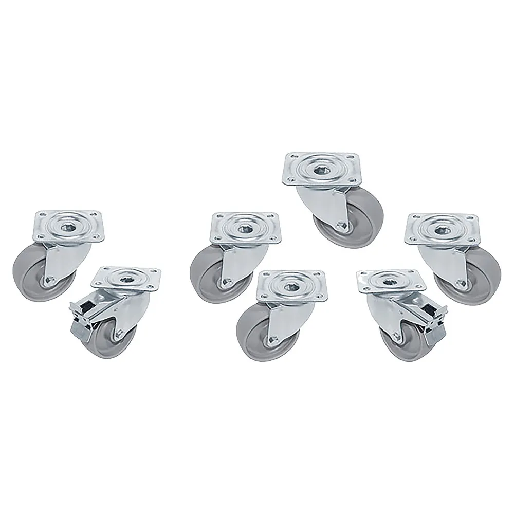 Kit van 7 "verzinkte" zwenkwielen voor tafels, 2 met rem - Main Image