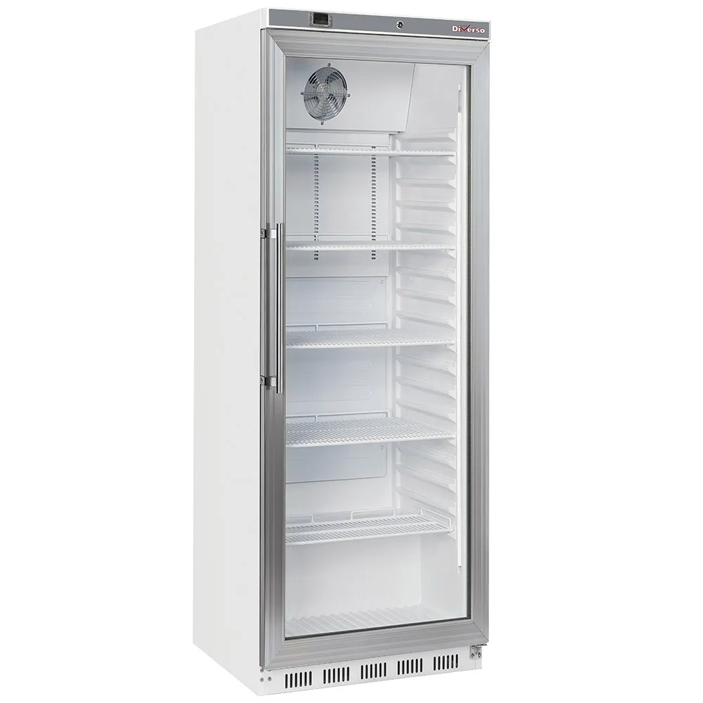 Koelkast geventileerd, glazen deur, 400 liter - wit - Main Image