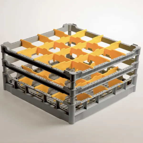 Mand 16 glazen Ø 113 mm, h210 "gebogen", Polyp. - Main Image