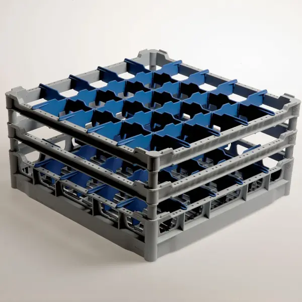 Mand 25 glazen Ø 90 mm, h210 "gebogen", Polyp. - Main Image