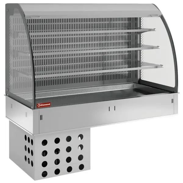 Muurmodel met kuip en open uitstalvitrine 3 niveau's (met gordijn), gekoeld, geventileerd, 4x GN 1/1 - Main Image