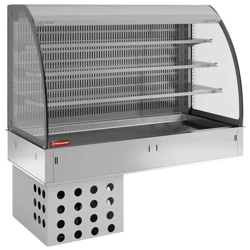 Muurmodel met kuip en open uitstalvitrine 3 niveau's (met gordijn), gekoeld, geventileerd, 4x GN 1/1 - Main Image