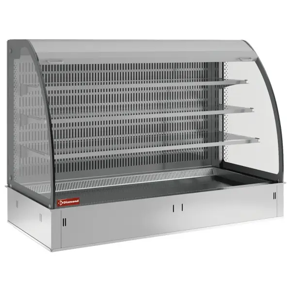 Muurmodel met topelement en open uitstalvitrine 3 niveau's (met gordijn), gekoeld, geventileerd, 3x GN 1/1 (zonder waterdicht eenheid) - Main Image